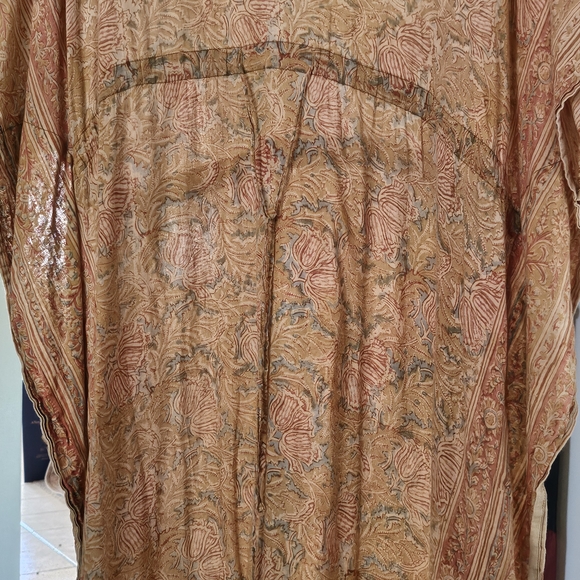 Unique Cost Plus World Market Peach and Beige Maxi Dress - Picture 5 of 6